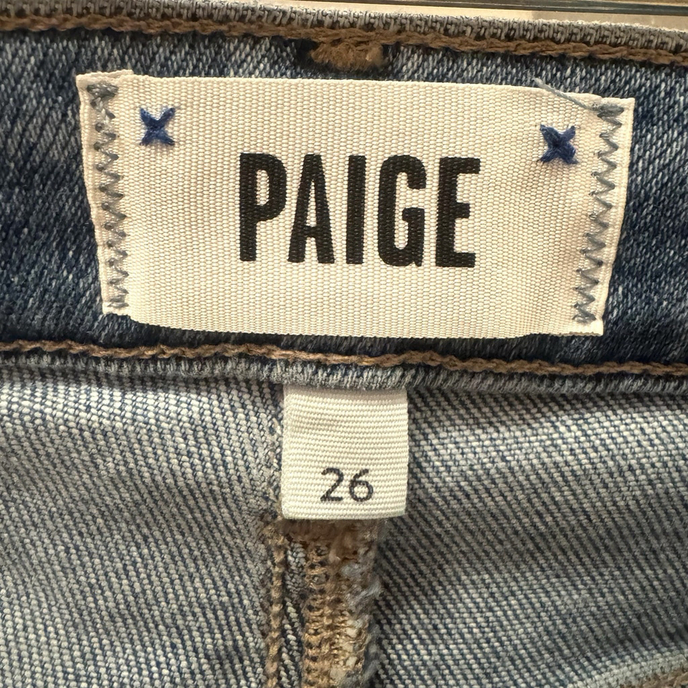 NWT Paige Cindy High Rise Straight Jeans Size:26 Distressed Raw Hem Cropped - Picture 15 of 16